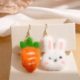 Polyster & 18K Gold-Plated Rabbit & Carrot Mismatch Drop Earrings