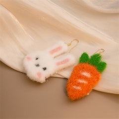 Polyster & 18K Gold-Plated Rabbit & Carrot Mismatch Drop Earrings