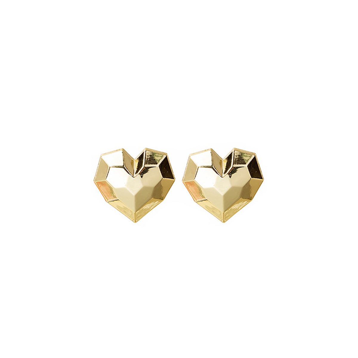 18K Gold-Plated Hammered Heart Stud Earrings, gold stud earrings for women, everyday style, detail close-up