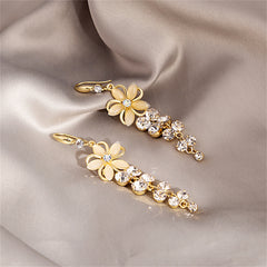 Cat's Eye & Cubic Zirconia Flower Cascading Drop Earrings
