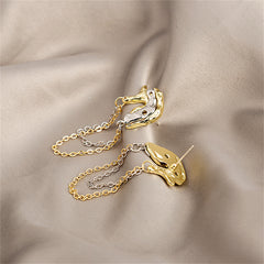 Two-Tone Abstract Hammered Chain Drop Earrings