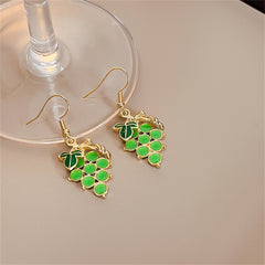 Green Resin & 18K Gold-Plated Grape Drop Earrings