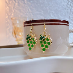 Green Resin & 18K Gold-Plated Grape Drop Earrings