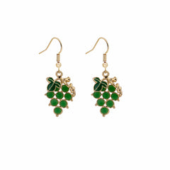 Green Resin & 18K Gold-Plated Grape Drop Earrings
