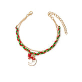Red Enamel & 18K Gold-Plated Moon Layered Charm Bracelet
