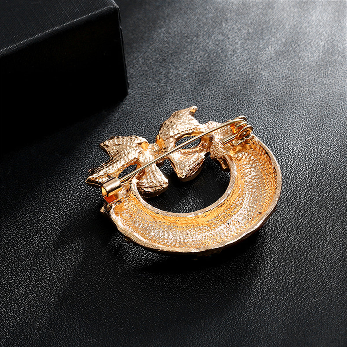 Cubic Zirconia and Enamel 18K Gold-Plated Bow Brooch, gold brooch pin, dainty minimalist design, lifestyle look