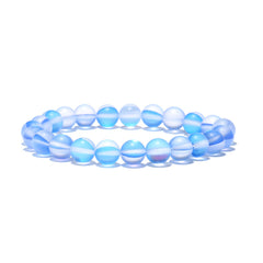 Blue Frosted Crystal Beaded Stretch Bracelet