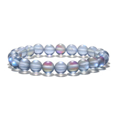 Gray Frosted Crystal Beaded Stretch Bracelet