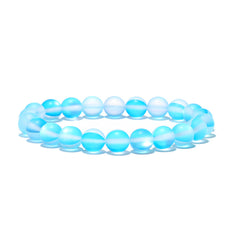 Lake Blue Frosted Crystal Beaded Stretch Bracelet