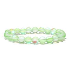 Light Green Frosted Crystal Beaded Stretch Bracelet