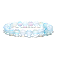 Sky Blue Frosted Crystal Beaded Stretch Bracelet