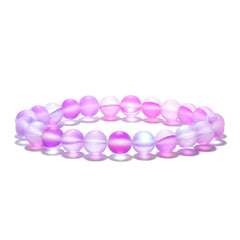 Violet Frosted Crystal Beaded Stretch Bracelet