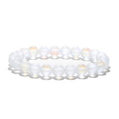 White Frosted Crystal Beaded Stretch Bracelet