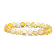 Yellow Frosted Crystal Beaded Stretch Bracelet