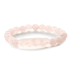 Pink Quartz Curved Bar Beaded Stretch Bracelet