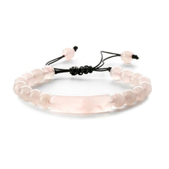 Pink Quartz & Polyester Curved Bar Adjustable Bracelet