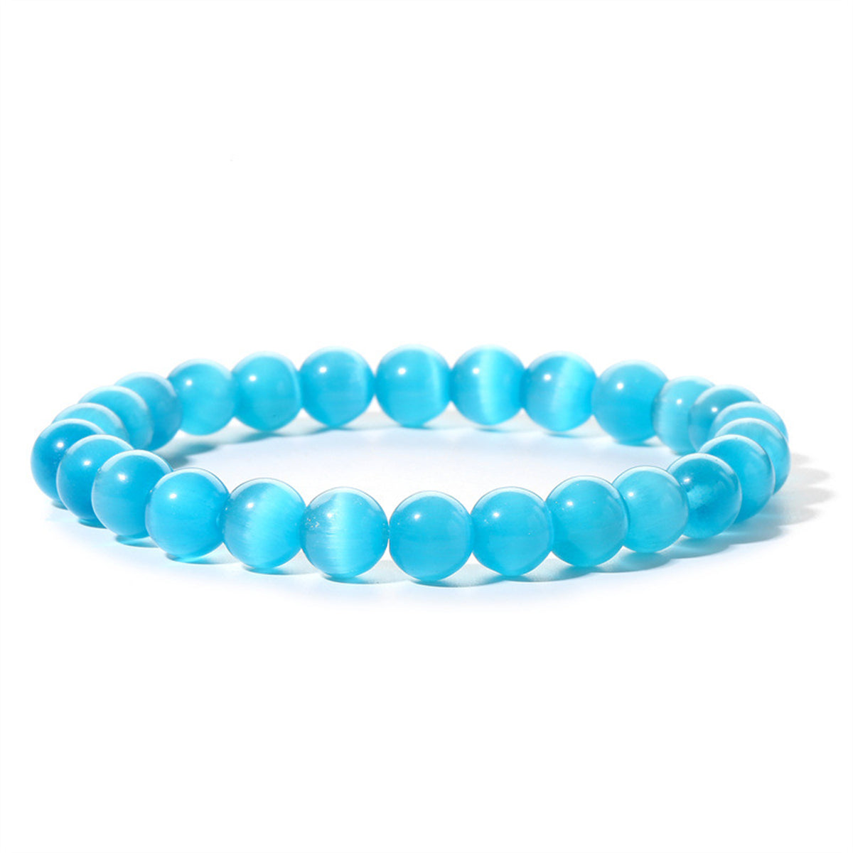 Blue Quartz Beaded Stretch Bracelet, bracelet for women, everyday style, front view