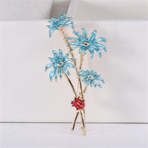 Blue Enamel & 18K Gold-Plated Mum Ladybug Brooch