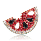 Red Cubic Zirconia & Crystal 18K Gold-Plated Watermelon Brooch