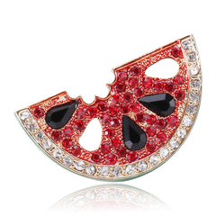 Red Cubic Zirconia & Crystal 18K Gold-Plated Watermelon Brooch