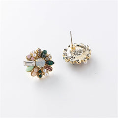 Cubic Zirconia & Pearl 18k Gold-Plated Botany Stud Earrings