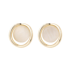 Cats Eye & 18K Gold-Plated Round Stud Earrings