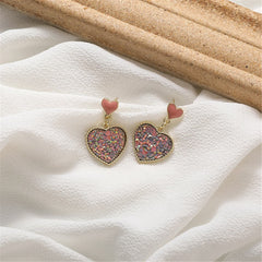 Sequin & 18K Gold-Plated Heart Drop Earrings