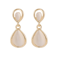 Cat's Eye & 18K Gold-Plated Teardrop Drop Earrings