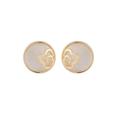 Cats Eye & 18K Gold-Plated Floral Stud Earrings