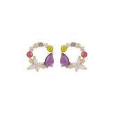 Crystal & 18K Gold-Plated Round Butterfly Stud Earrings