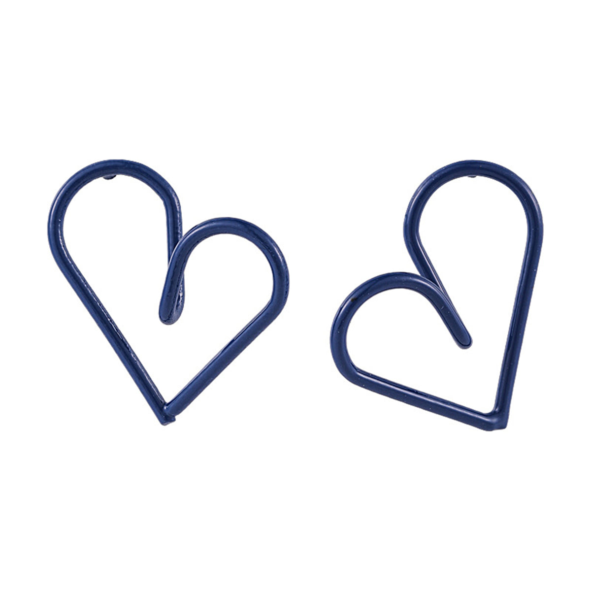 Blue Enamel and Silver-Plated Open Heart Stud Earrings, silver stud earrings for women, elegant gift for her, detail close-up