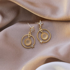 Cubic Zirconia & Cat's Eye Star Drop Earrings