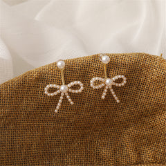 Pearl & 18K Gold-Plated Bow Ear Jackets