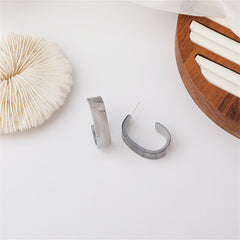 Marble Acrylic & Silver-Plated Huggie Earrings