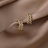 Cubic Zirconia & 18K Gold-Plated Wave Ear Cuffs