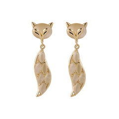 Cat's Eye & 18K Gold-Plated Fox Drop Earrings