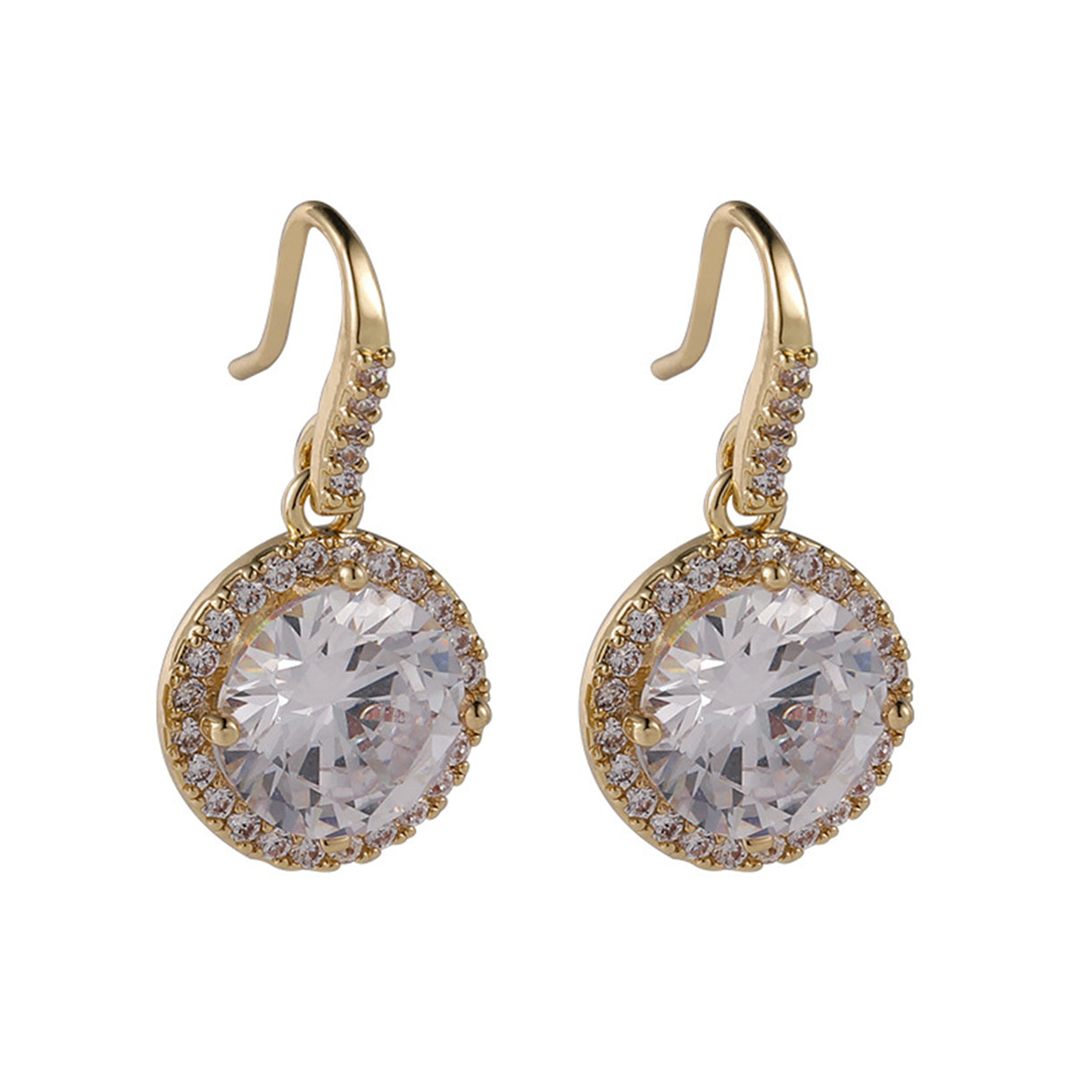 SK Clear Crystal and Cubic Zirconia 18K Gold-Plated Hola Drop Earrings, gold drop earrings for women, lifestyle look