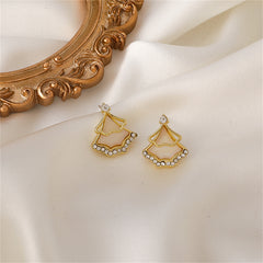 Cubic Zirconia & Resin 18K Gold-Plated Open Fan Ear Jackets
