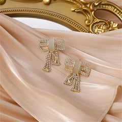 Cubic Zirconia & Cat's Eye 18K Gold-Plated Bow Drop Earrings