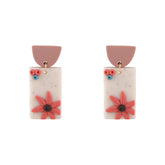 Pink Polymer Clay & 18K Gold-Plated Starfish Rectangle-Drop Earrings