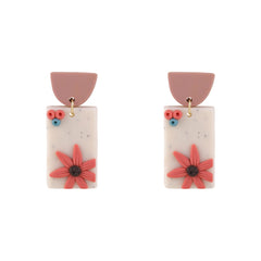 Pink Polymer Clay & 18K Gold-Plated Starfish Rectangle-Drop Earrings