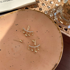 Cubic Zirconia & 18K Gold-Plated Ball Tassel Ear Jackets