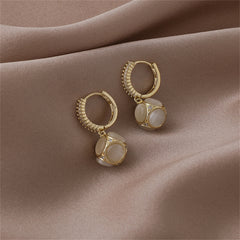 Cat's Eye & Cubic Zirconia 18K Gold-Plated Ball Drop Earrings
