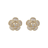 Cats Eye & Cubic Zirconia Flower Stud Earrings
