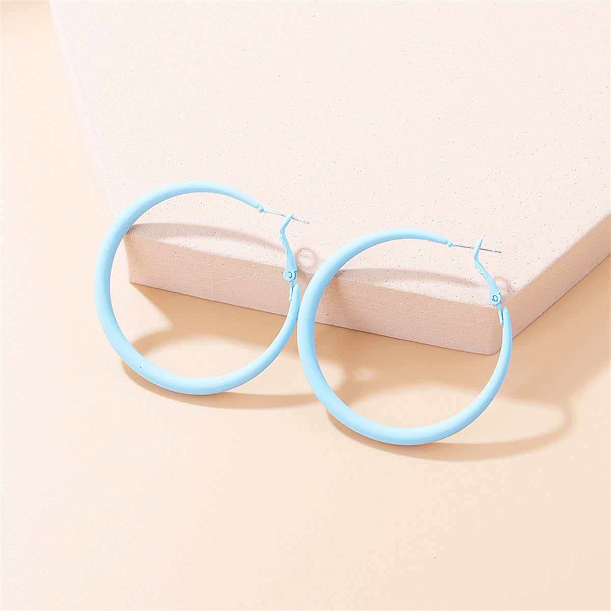 Blue Hoop Earrings, everyday style, front view