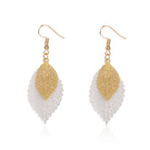 Two-Tone Openwork Leaves Drop Earrings