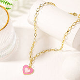 Pink Enamel & 18K Gold-Plated Heart Pendant Necklace