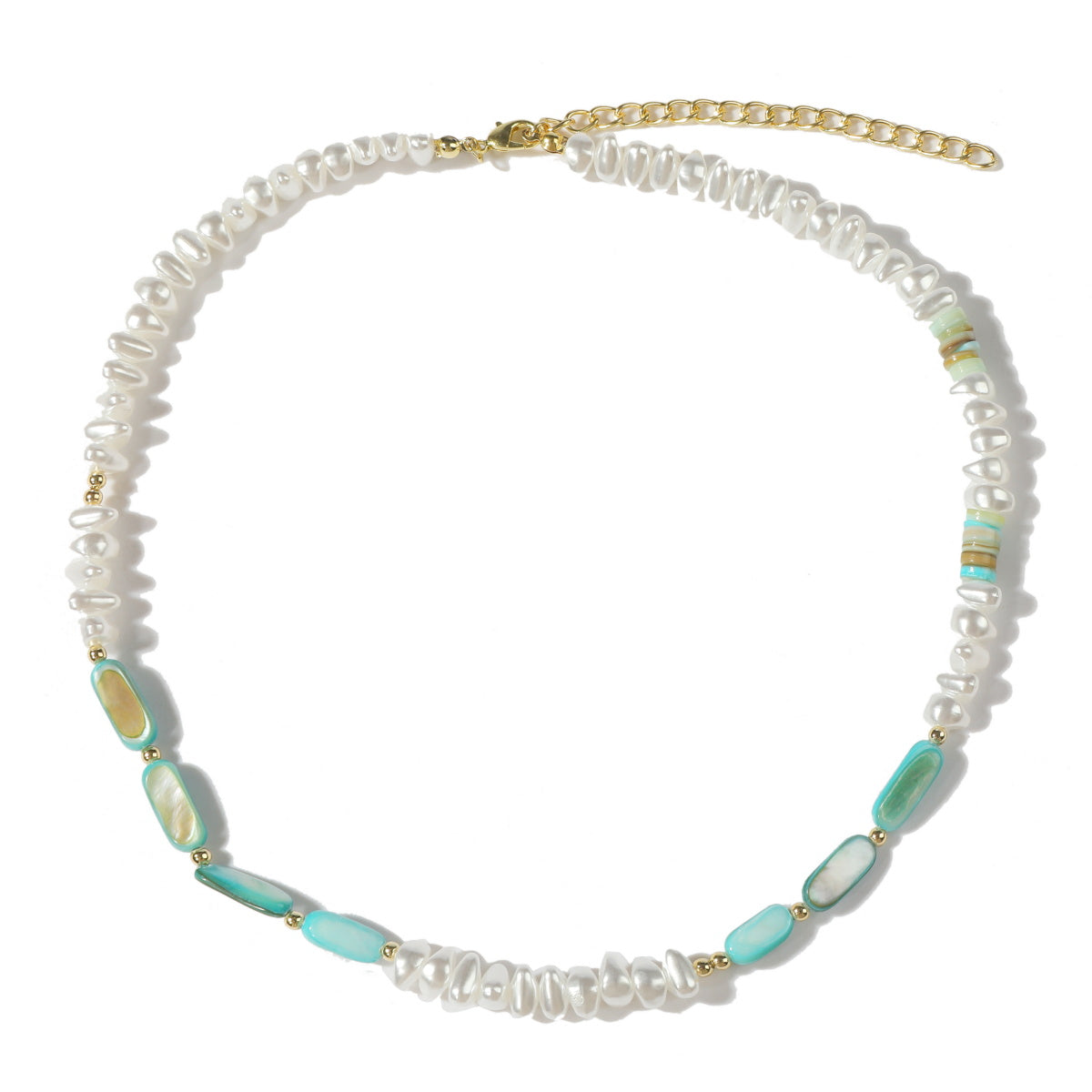 Pearl and Resin Shell 18K Gold-Plated Beaded Necklace, gold pendant necklace for women, botanical inspired, styled look