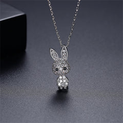Cubic Zirconia & Silver-Plated Rabbit Pendant Necklace