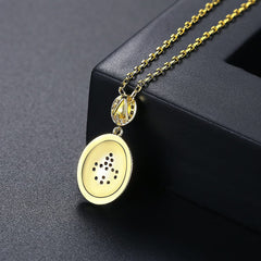 Cubic Zirconia & 18K Gold-Plated Fleur-De-Lis Oval Pendant Necklace